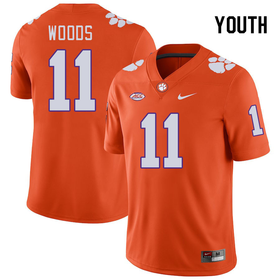 Youth #11 Peter Woods Clemson Tigers College Football Jerseys Stitched-Orange